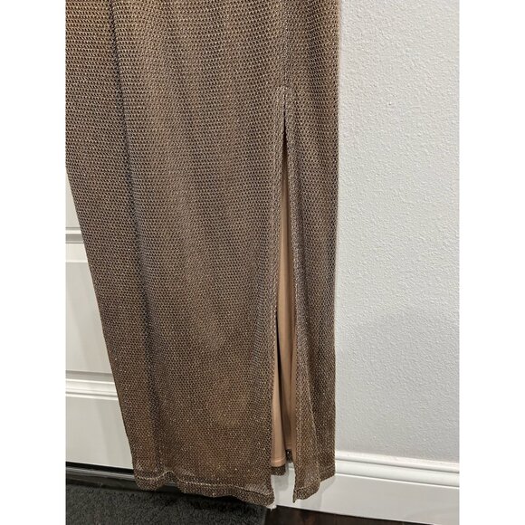 Onyx Nite Brown 2 Piece Evening Gown Jacket Spaghetti Straps Size L Shiny Finish - Picture 9 of 12